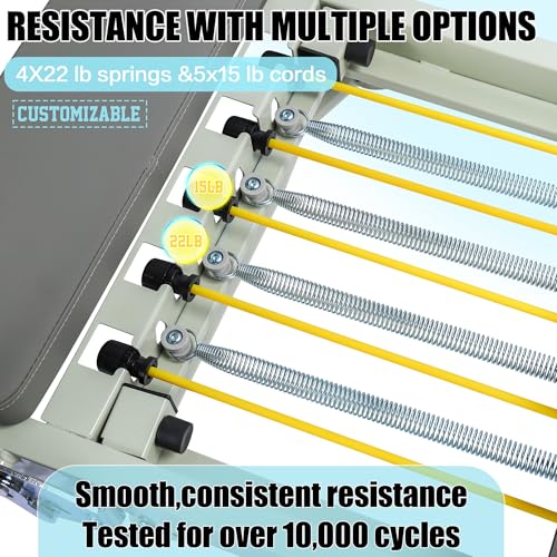 Pilates Reformer Machine for Home Workout, 78" Foldable Pilates Equipment with Dual Resistance& Springs and Cords