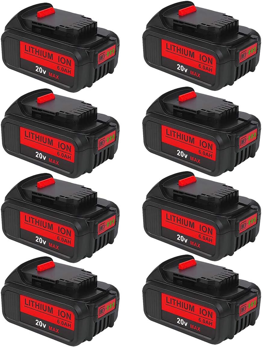 8PACK 6.0Ah DCB205 DCB200 Battery Replacement for Dewalt 20V Battery MAX XR Lithium DCB206 DCB205-2 DCB204 DCB203 DCB200 DCB180 DCB230 DCD DCF DCG