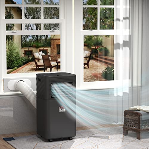 HOMCOM Portable Air Conditioner, 4-in-1 Mobile AC Unit with Dehumidifier, Cooling Fan, Sleep, Remote, 24H Timer, Auto Off, Window Installation Kit