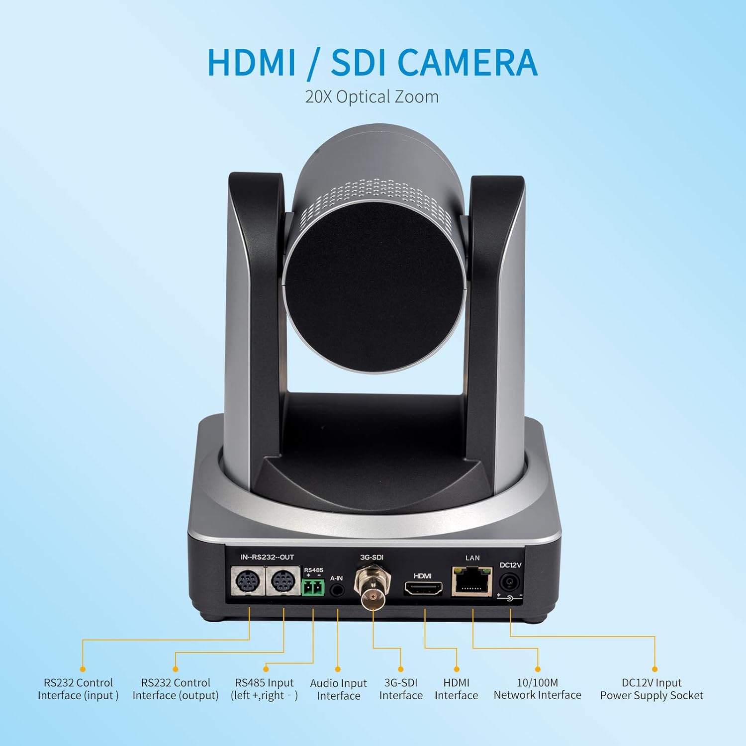 FEELWORLD POE20X Simultaneous 3G SDI HDMI IP PTZ Camera 20X Optical Zoom Support PoE Full HD 1080P 60fps for Church Live Streaming Conference