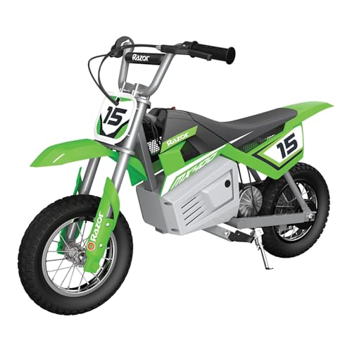 Razor MX400 Dirt Rocket – 14 MPH (22 KMH) Off-Road Electric Dirt Bike, High-Torque Motor, 30 Min Ride Time, Adjustable Handlebars, Ages 13+, Green