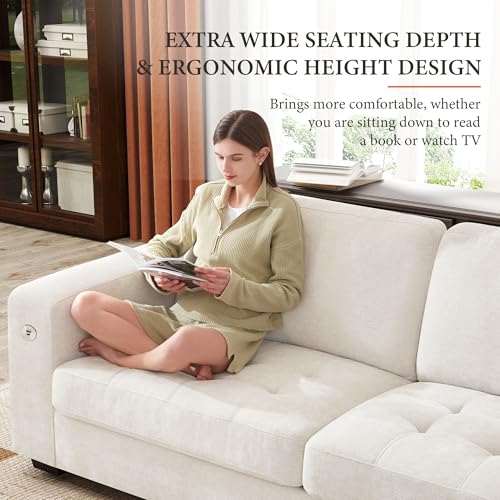 Ihanherry 111.4" U Shaped Modern Cloud Sofa Modular Sectional Couch with 2 Ottoman, 5-Seat Chenille Deep Seat Sofa with Pillow for Living Room