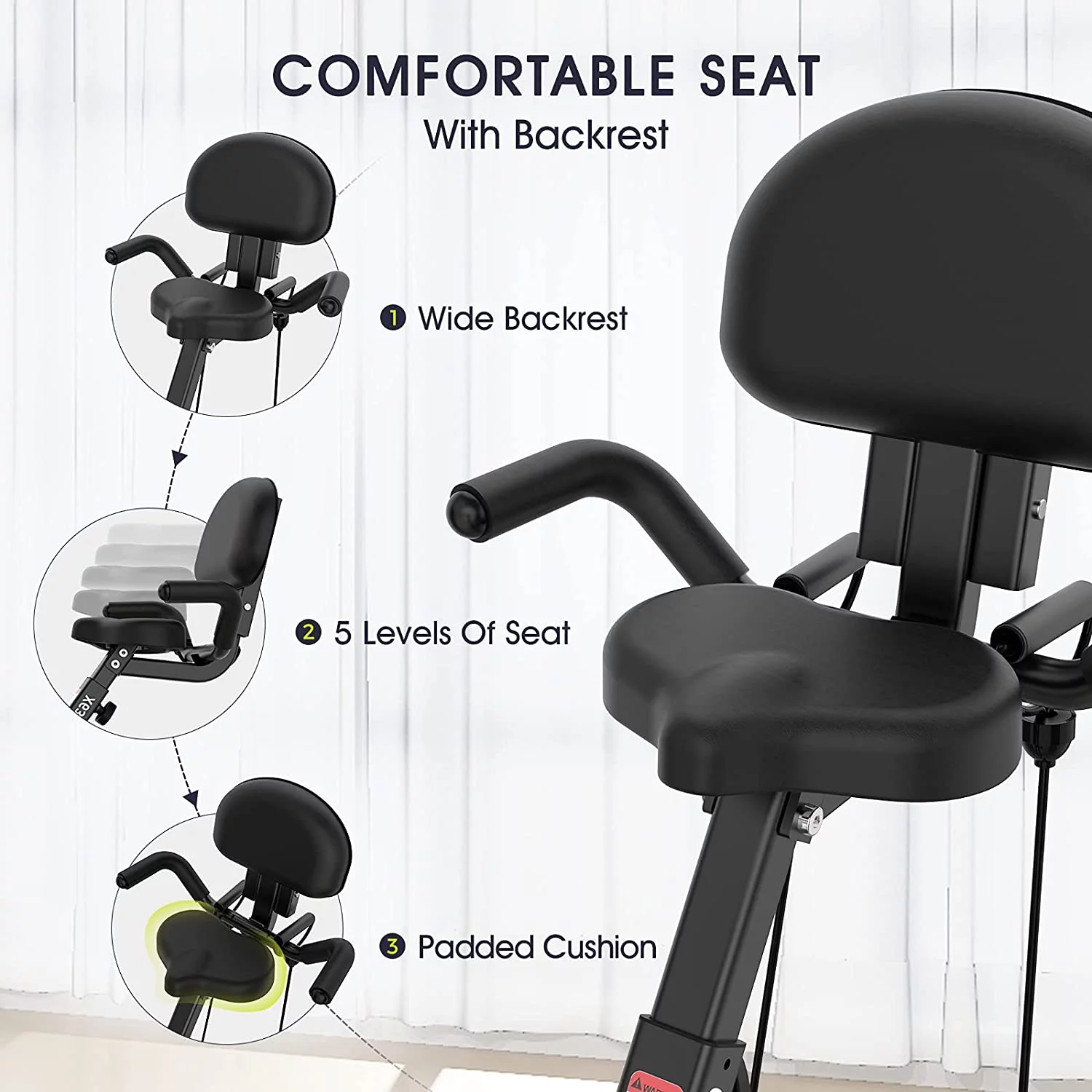 Pooboo 4in1 Folding Exercise Bike Indoor Cycling Bike Stationary Magnetic x Bike Gym Workout 300lb
