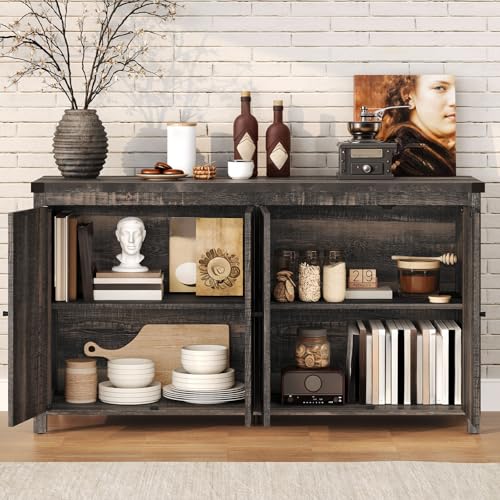 DWVO 55'' Sideboard Buffet Cabinet with Storage, Farmhouse Kitchen Storage Cabinet with Doors