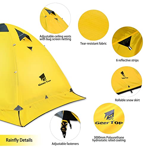 GEERTOP Ultralight 2 Person Backpacking Tent 4 Season Waterproof Camping Tent Double Layer Cold Weather Easy Set Up Tents for Family Camp, Hiking