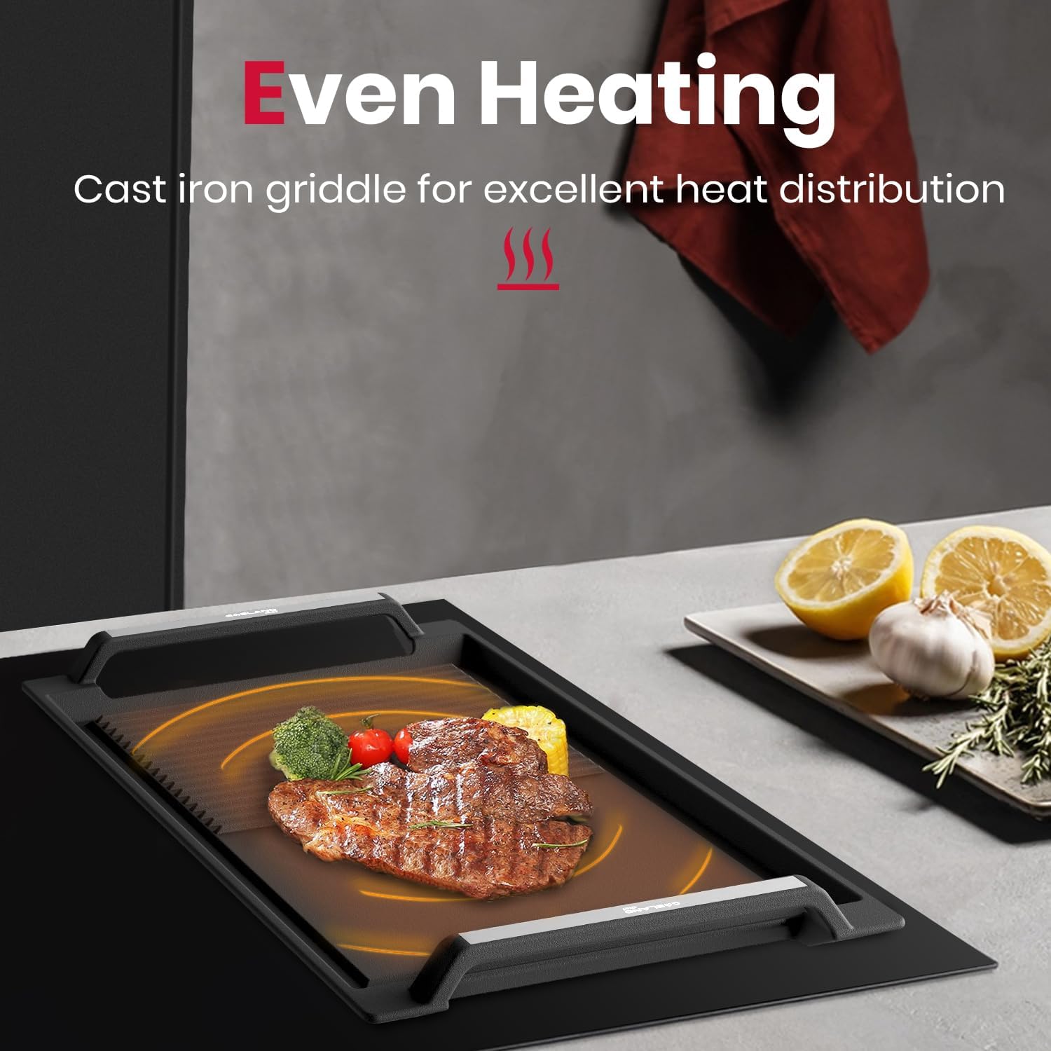 GASLAND 36 Inch Induction Cooktop IH90BFN1+ Rectangular 2-in-1 Cast Iron Grill/Griddle Pan IHGD-S23C