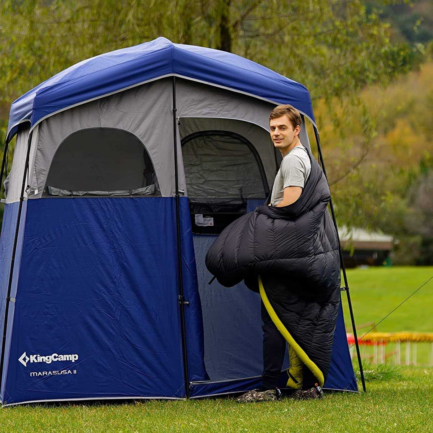 Kingcamp Oversize 2 Room Shower Tents Portable Camping Privacy Shelter with Floor Outdoor Changing Dressing Tent Easy Set Up