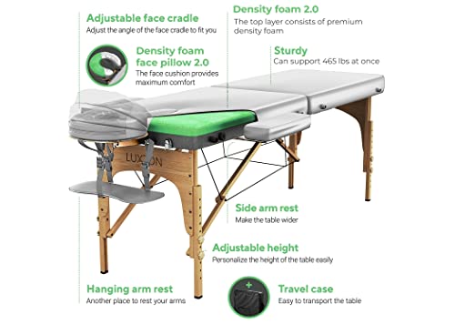 Luxton Home Premium Foam Massage Table Portable Foldable Massage Bed Height Adjustable