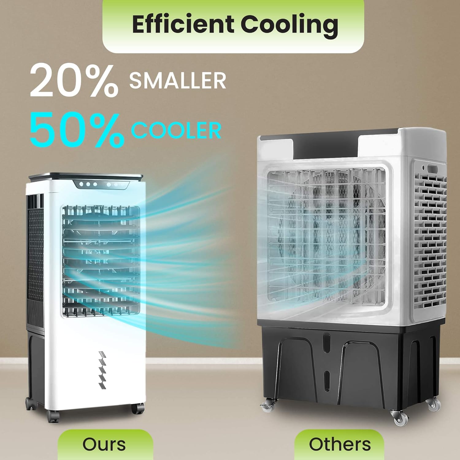 Gorilla Gadgets Powerful Swamp Cooler 5300 CFM, 7 Gallons Water Tank, Portable Indoor Evaporative Air Cooler, Remote Included, Swing Mode