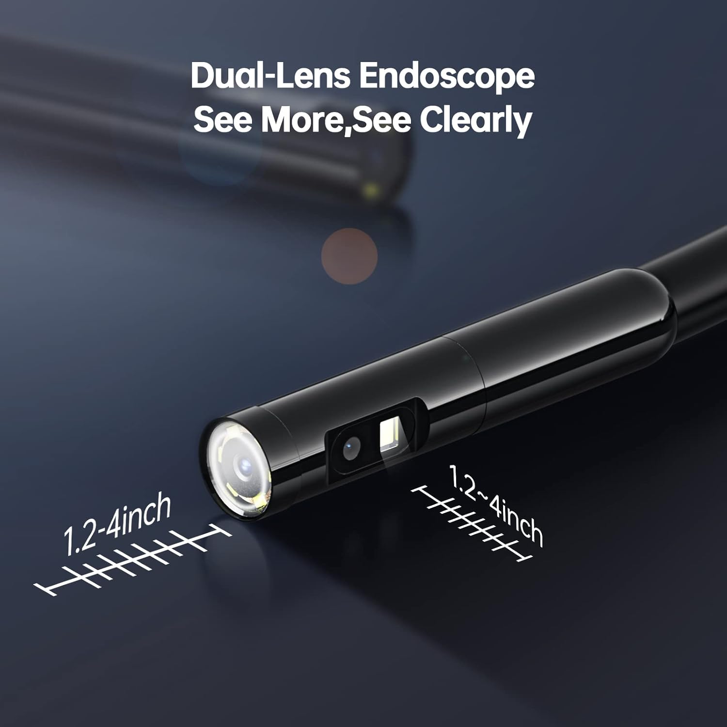 Dual Lens Endoscope Borescope, Teslong 4.5 HD Snake Inspection Camera with Light, Automotive Scope Camera with Flexible Cable