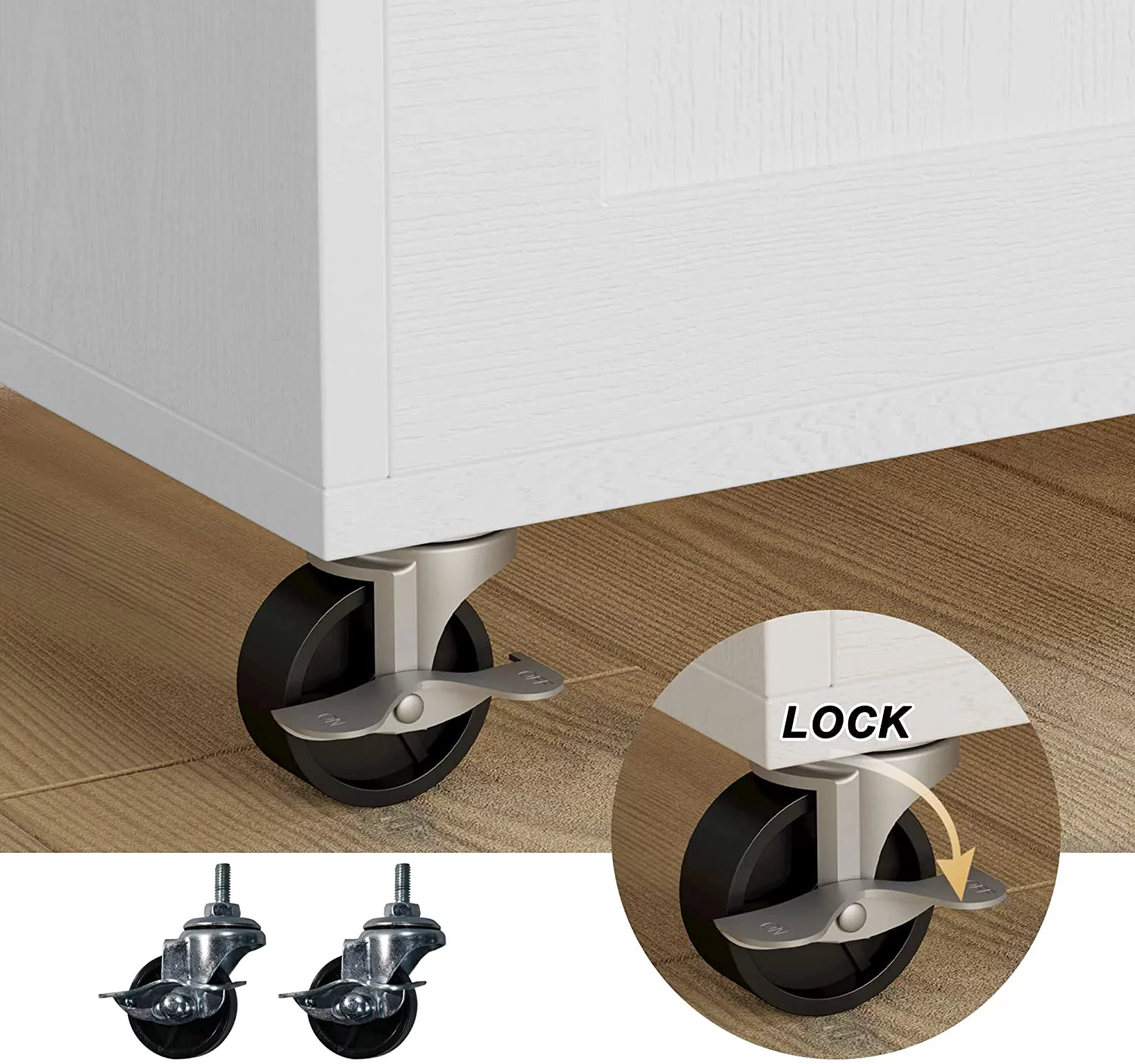 IRONCK Rolling Kitchen Island with Storage, with Storage Cabinet, Drawer, Spice Rack, Towel Rack, Kitchen Cart Table for Kitchen, White