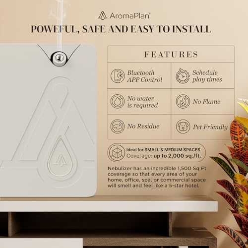 AromaPlan Bluetooth Smart Scent Air Machine for Home + 3 Fragrances– Smart Cold Air Technology, Hotel Collection Diffuser