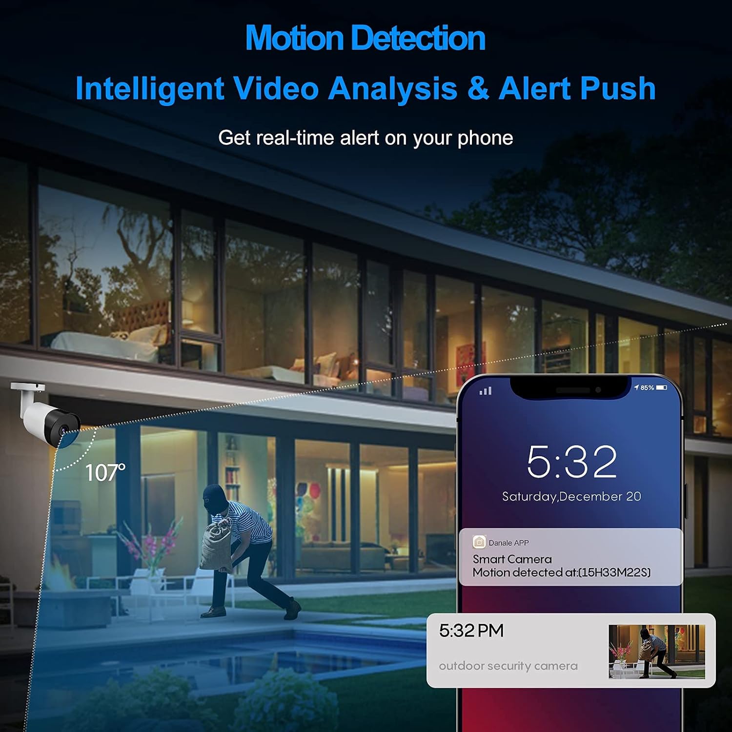(Compatible for Hikvision) Outdoor 8MP Bullet PoE IP Camera with Built-in Mic,UltraHD 4K Security Camera with 2.8mm Fixed Lens,98ft Night Vision
