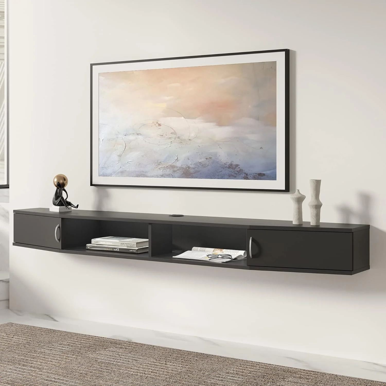 Floating TV Stand with Cabinet