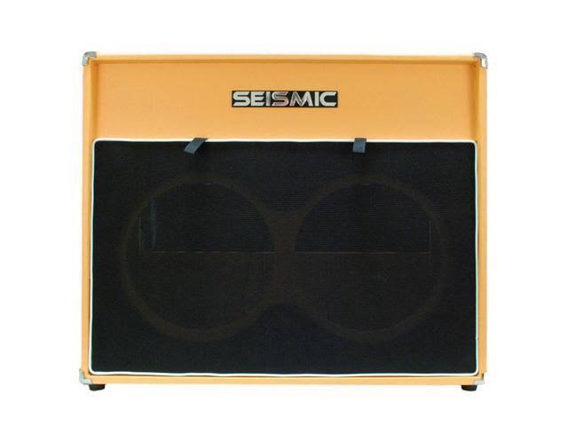 Seismic Audio 2x12 Empty Guitar Speaker Cabinet Orange Tolex Cab 212 Black - Luke-2x12V_ORBL