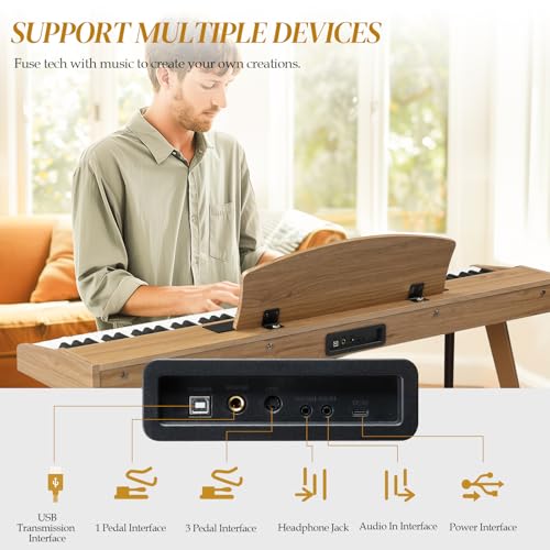 Ktaxon 88 Key Keyboard Piano Set, Full Size Digital Piano with Multi-Adjustable Height Bench, Powerful Functional Panel