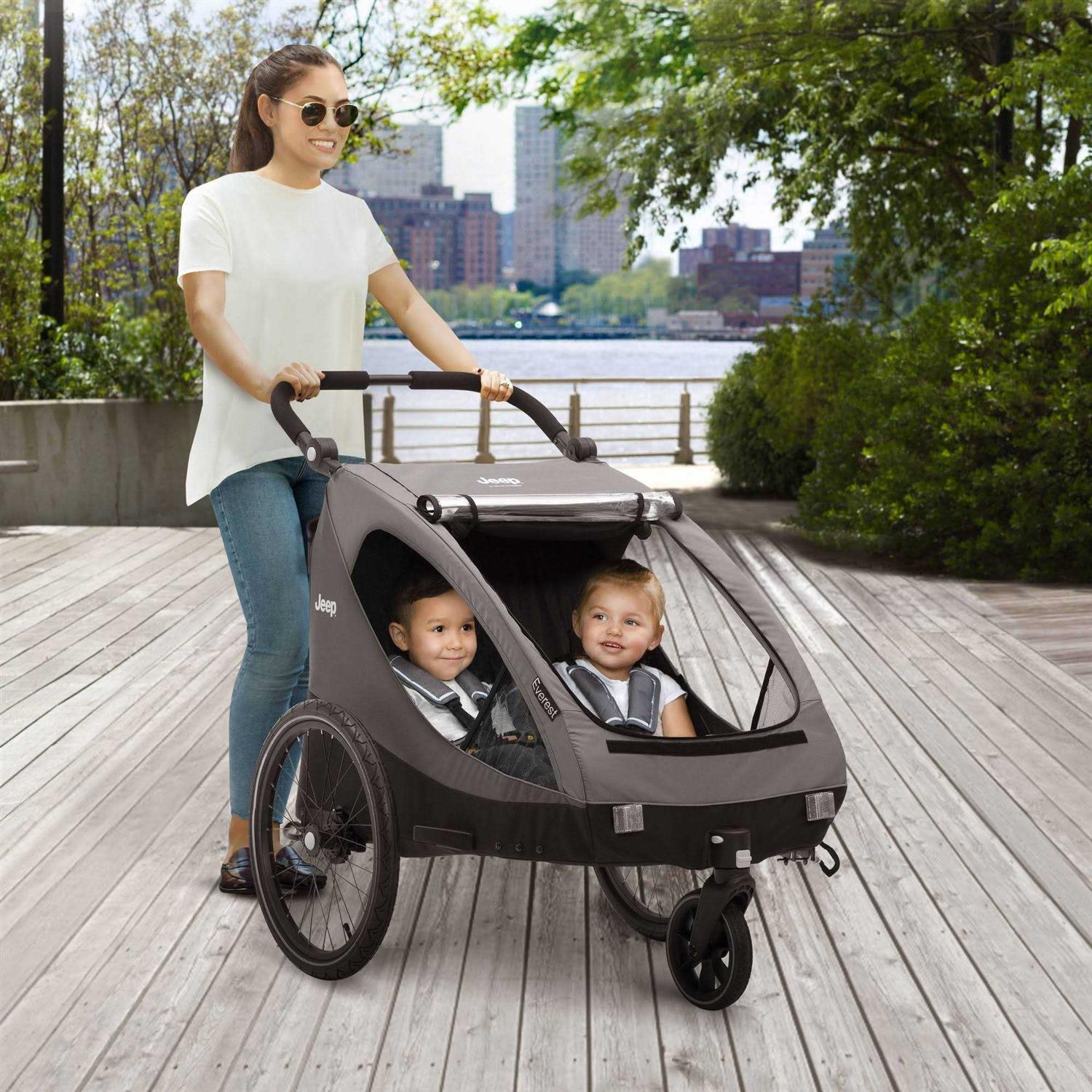 Delta Children, Jeep Everest 2-in-1 Child Bike Trailer and Stroller for 2 Kids - Sports Supplies Online Store