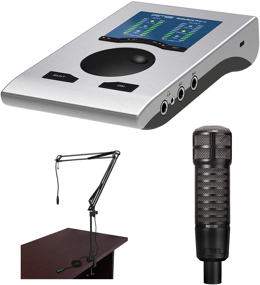 RME Babyface Pro FS 24-Channel Audio Interface with Electro-Voice RE320 Broadcast Microphone & Boom Arm Bundle
