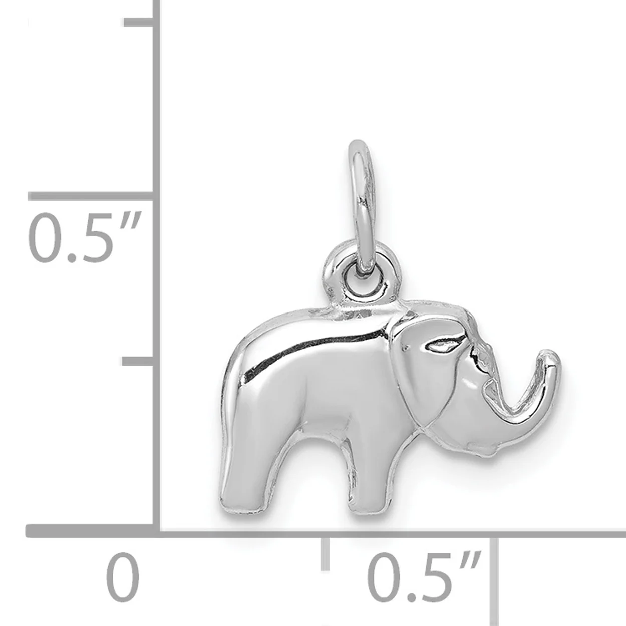 Carat in Karats 14K White Gold Rhodium Plated Elephant Pendant Charm (14mm x 13mm)