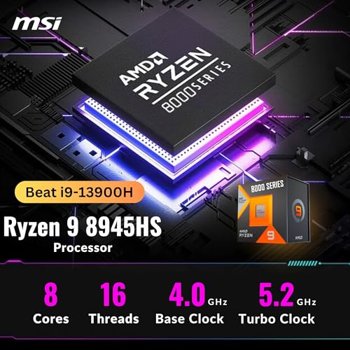 MSI Thin 15 Gaming Laptop, 15.6" FHD IPS Display, AMD Ryzen 9 8945HS(>i9-13900H, 5.2 GHz), GeForce RTX 4060, AI&VR Ready, Copilot+ PC