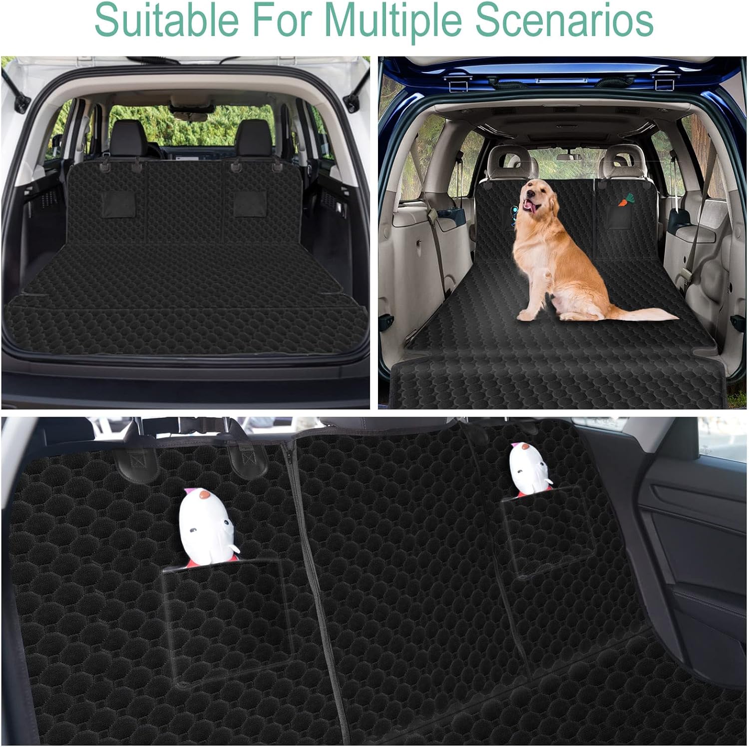 Mancro SUV Cargo Liner for Dogs, Waterproof Dog Cargo Liner for SUV Dog Seat Cover Mat with Zippers and 2 Large Pockets