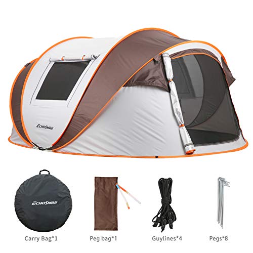 EchoSmile Camping Instant Pop Up Tent, 2/4/6/8/10 Person, Water Resistant Dome, Easy Setup for Camping Hiking and Outdoor, Portable with Carry Bag