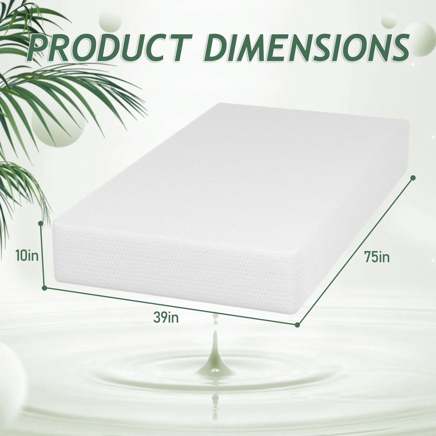 10 Inch Mattress Green Tea Memory Foam Mattress CertiPUR-US Certified,Removable Soft Cover,Twin mattresses for Bed Frame, Bunk Bed, Trundle, Daybed