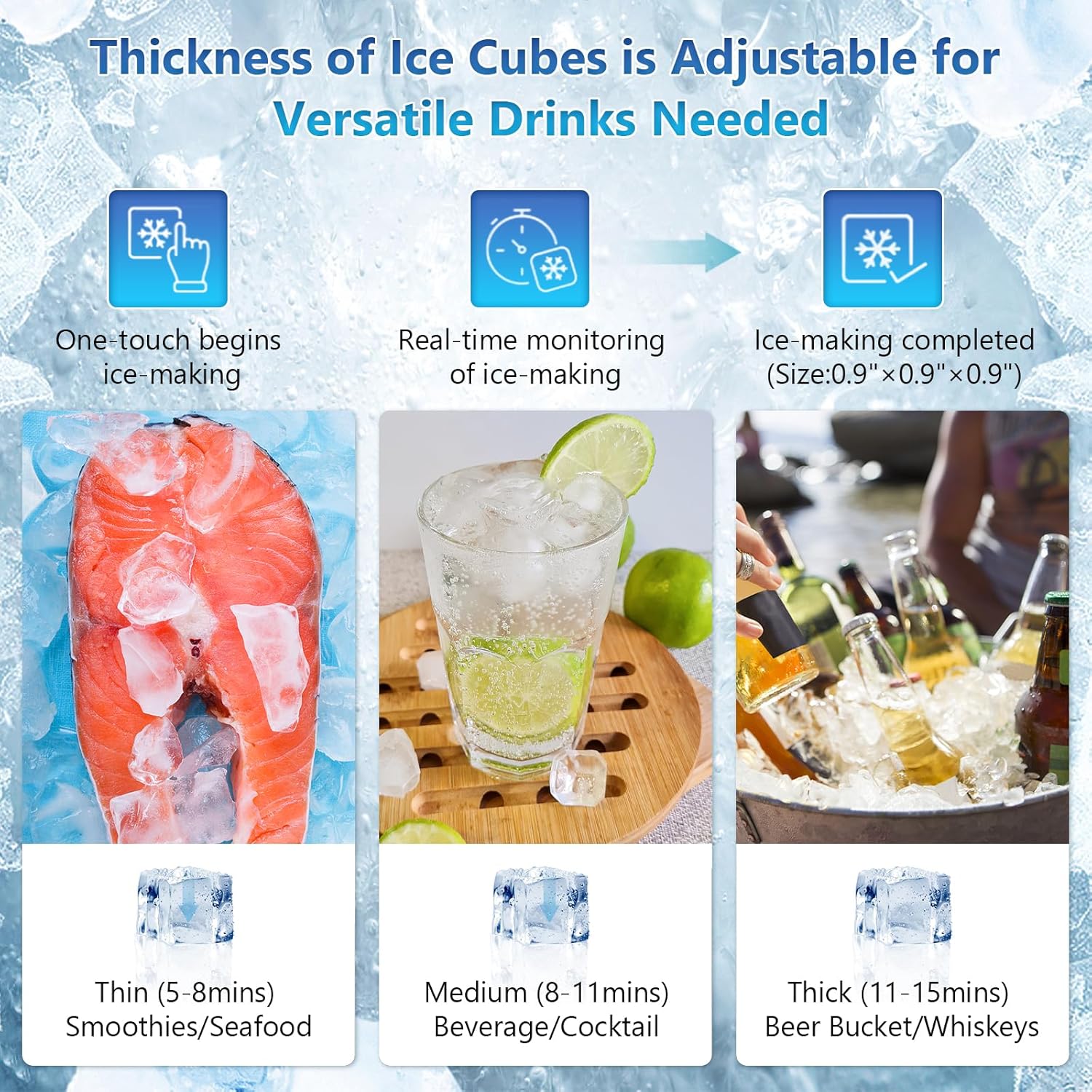 Commercial Ice Maker Machine 350 LBS/24H, Commercial Ice Machine with Storage 310 LBS Ice Maker Commercial with Drain Pump