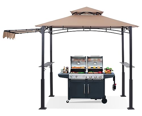 ABCCANOPY 8x5 Grill Gazebo - Outdoor BBQ Canopy Shelter with Led Light for Patio Backyard Grilling (Dark Gray)