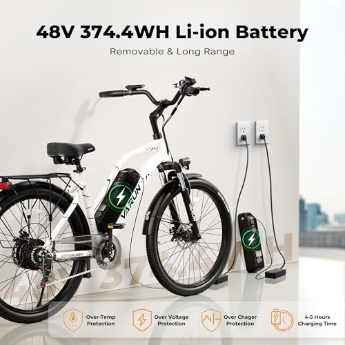 VARUN Electric Bike - 500W Electric Bicycle Up to 40Miles, 48V Removable Battery, Shock Absorber, 7-Speed and Dual Disc Brakes