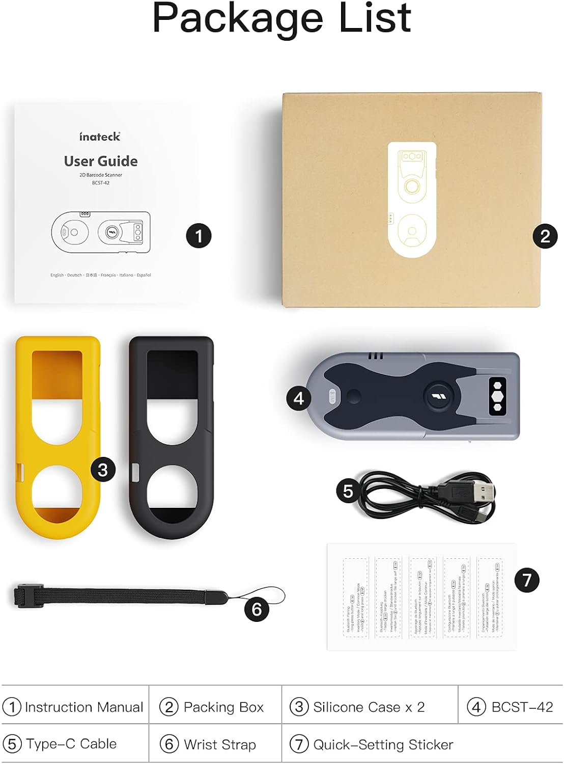 Inateck 2D Bluetooth Scanner, Mini and Portable, Support Barcodes on Screen, BCST-42