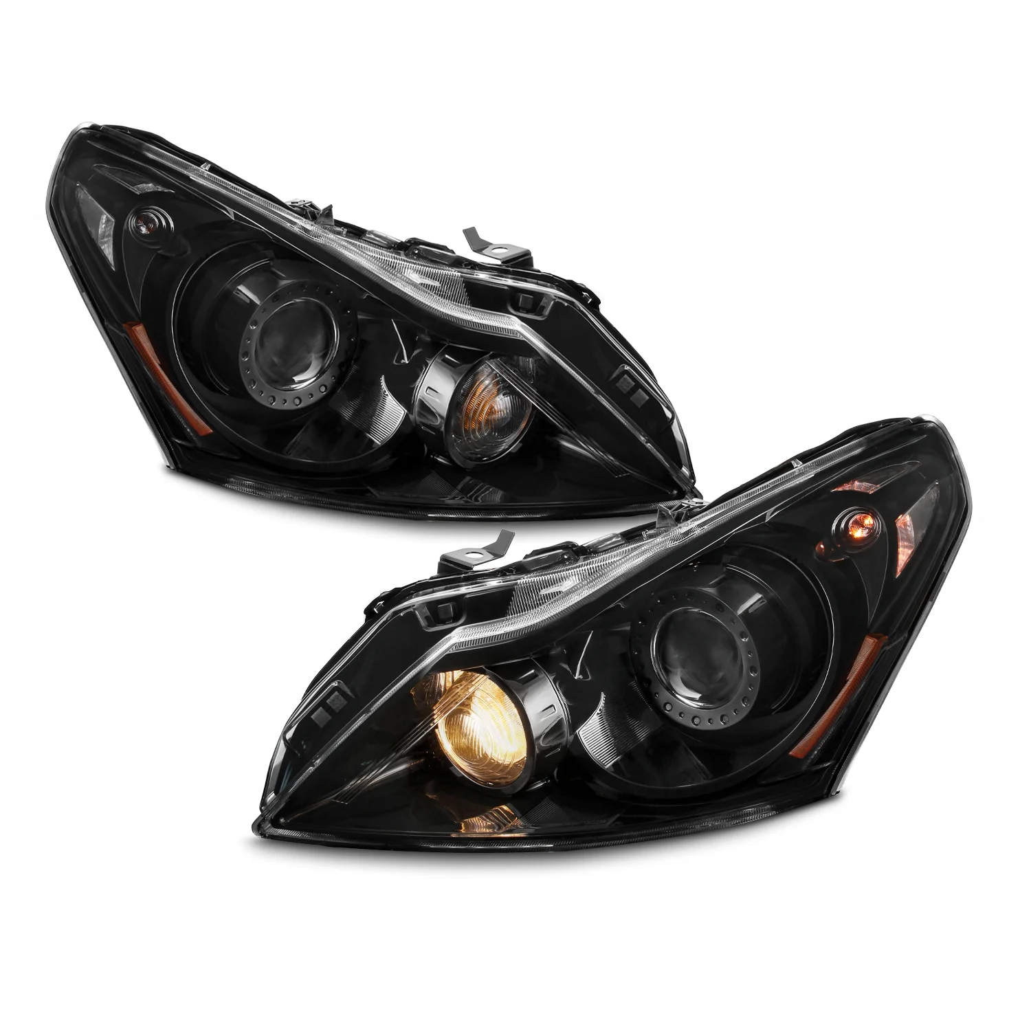 AKKON - Fit 2010-2015 Infin G37/G25/Q40 Sedan 4-Door [HID/Xenon Type] Projector Black Headlights Driver + Passenger - Radiant Selections