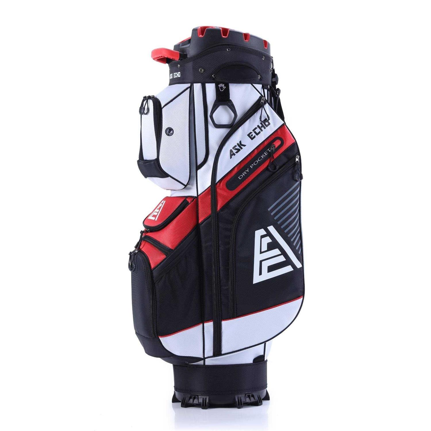 ASK ECHO T-Lock Golf Cart Bag with 14 Way Organizer Divider Top, Premium Cart Bag with Handles and Rain Cover for Men - Sports Supplies Online Store