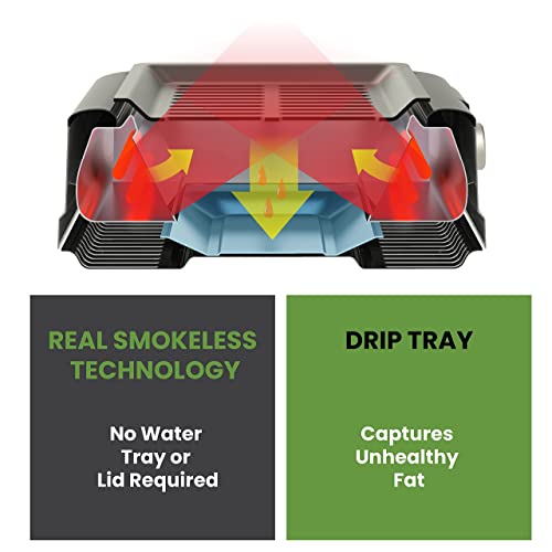 Simple Living Infrared Electric Indoor Smokeless Grill | Non Stick Ceramic 8x14" Grilling Surface | Consistent 446°F Temperature | BBQ Char Grilled
