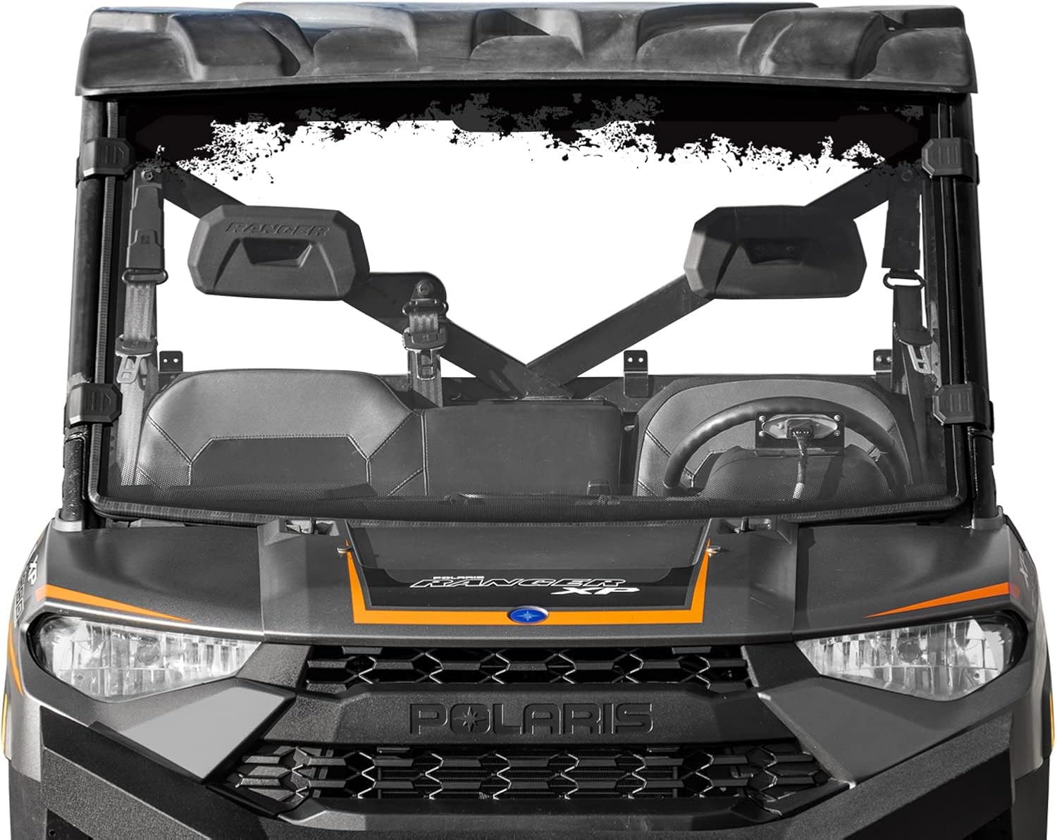 SuperATV Clear Scratch Resistant Full Windshield for Polaris Ranger XP 1000 / Crew (See Fitment) | 1/4 Polycarbonate | Protects Against Debris | Mud