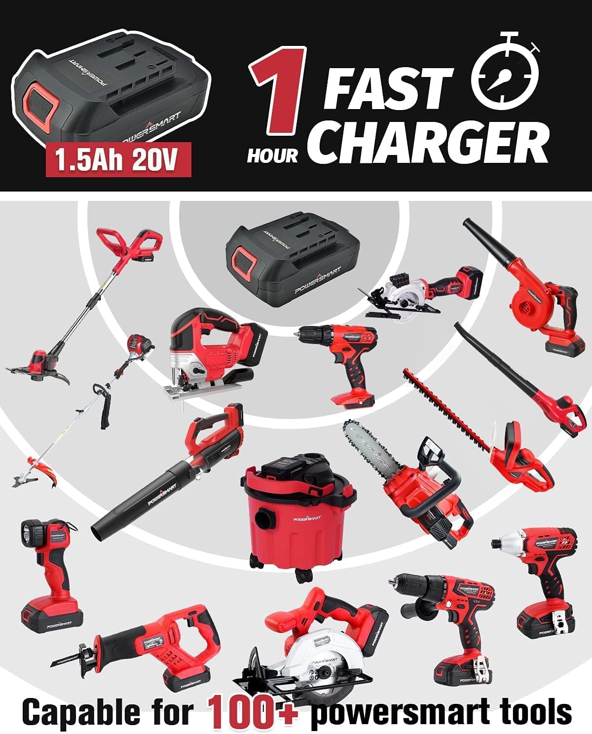 PowerSmart Cordless Impact Wrench Compact - Impact Drill Driver Wrench 3-in-1, 20V Battery and Fast Charger, PS76142A Pack of 2