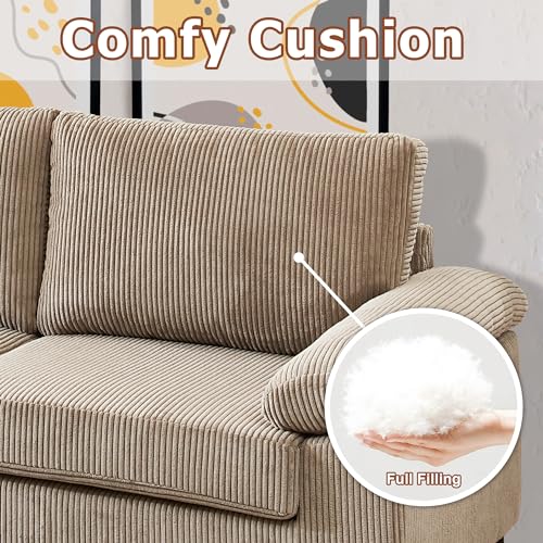 Convertible Sectional Sofa 100" L Shaped Couch Modern 3-Seat Corduroy Fabric with Reversible Chaise for Living Room,Black