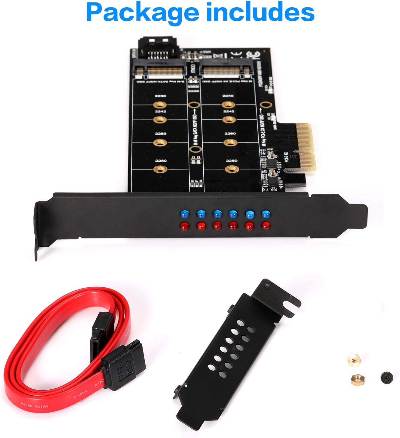 MZHOU M.2 SSD to PCIe 3.0 X4 Adapter Card for M.2 SSD (m Key) and SATA (b Key) 22110 2280 2260 2242 2230 to PCI-e 3.0 x 4 Host Controller Expansion