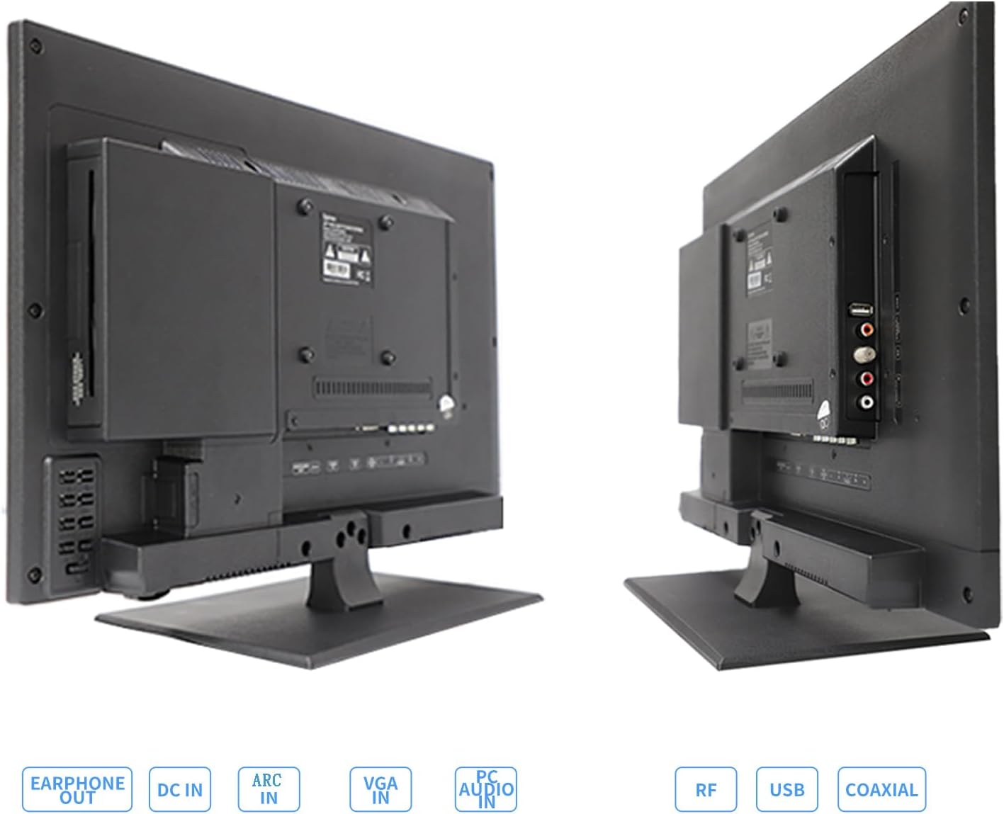 SYLVOX 24'' TV 12/24 Volt TV 1080P FHD RV TV, with Digital Video Disc Player FM Radio Base and Digital Noise Reduction
