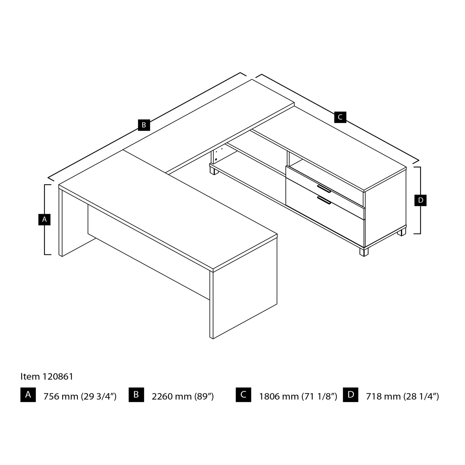 HomeStock Coastal Cool U-Desk