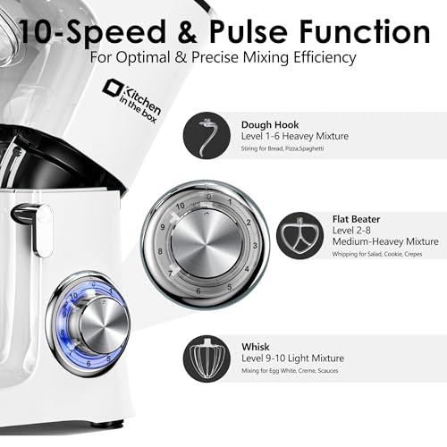 Kitchen in the Box Stand Mixer, 900W 8.5 QT Kitchen Electric Mixer, 10-Speed Large Capacity Tilt-head Food Mixer with Dough Hook, Wire Whip