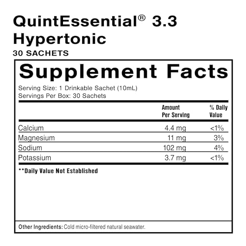 Quicksilver Scientific Quintessential 3.3 Sachets - Hypertonic Solution - Filtered Sea Water Hydration Packets and Quintessential 0.9 Sachets