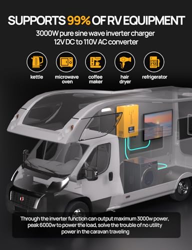 ECO-WORTHY 3000W 12V Pure Sine Wave Inverter Charger,2 in 1 Inverter/Battery Charger,12V DC to 120V AC Converter,25A~100A Adjustable Current Charge