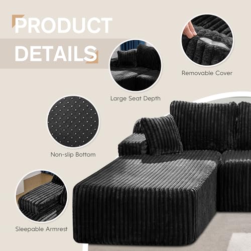 Modular Sectional Sofa Couches L-Shape Couch 3 Seat Modular Sofa Memory Foam Sectional Couches for Living Room