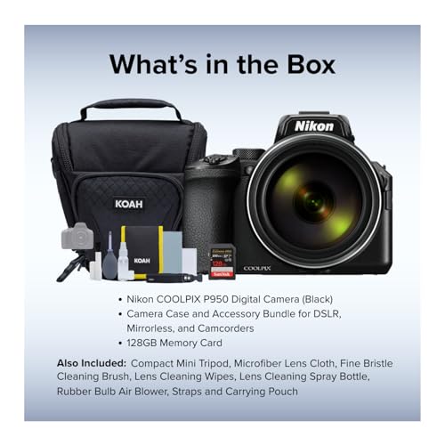 Nikon COOLPIX P950 Digital Camera (Black) Bundle with Case, Accessories and 128GB SD Card (3 Items)