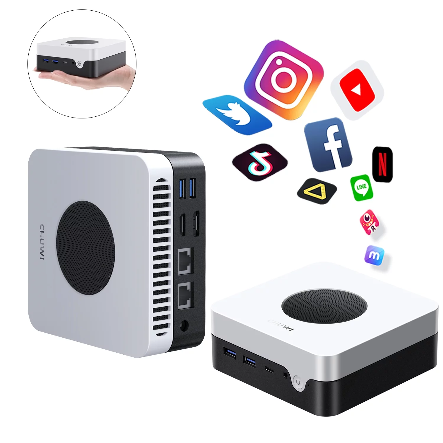 CHUWI LarkBox X Mini PC,512GB SSD 12GB RMA,Intel 12th Gen N100(up to 3.40Ghz),Windows 11 Mini Gaming/Bussiness Desktop Computers,WIFI 6
