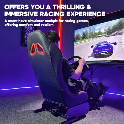 DIWANGUS Racing Simulator Cockpit Steering Wheel Stand with Seat Gaming Chair Sim Racing Cockpit for G29 G920 G923 G27 G25 T248X T248 T300RS T150 458