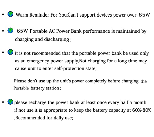 Portable Power Bank with AC Outlet 65W 110V External Battery Pack