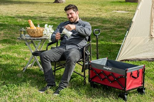 SUNNYFEEL Oversized Camping Directors Chair 2 Pack, Portable Folding Lawn Chairs for Adults Heavy Duty with Side Table,Pocket for Beach, Fishing