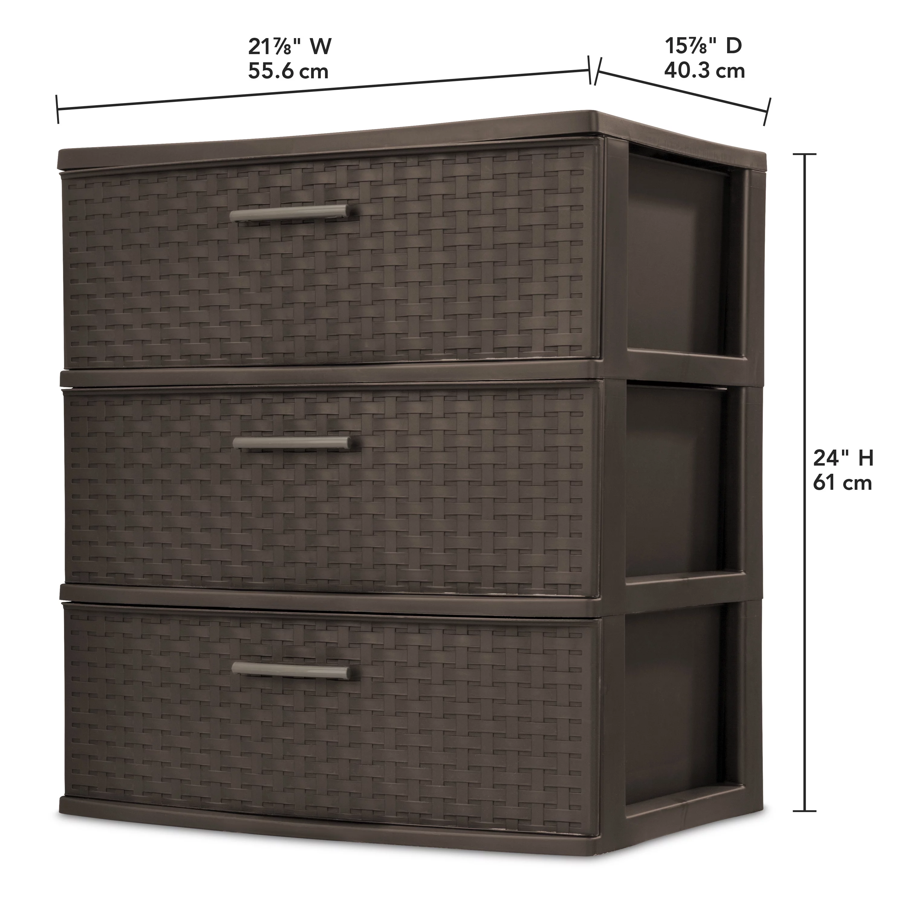 (2 pack) Sterilite 3 Drawer Wide Weave Tower Espresso